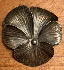 Vintage Sterling Silver Modernist Pansy Flower Pin Brooch - Signed Stuart NYE