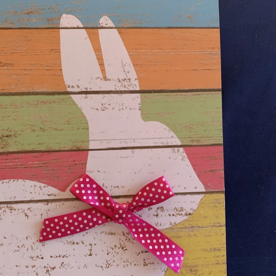 Placa de conejito blanco decoración de pared cola de algodón Pascua ~ cinta ~ materiales mixtos ~ TOTALMENTE Foto 2 de 4