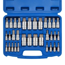 33PCS Hex Bit Socket Set, 1/4", 3/8" and 1/2" Drive, SAE & Metric Allen Socket