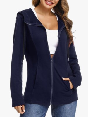 AOTTORI marineblauer Damen-Hoodie mit Reißverschluss Größe XL neu mit Etikett