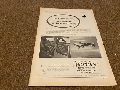 AC22 WERBUNG 11X8 PERCIVAL FLUGZEUG LIMITIERT LUTON AIRPORT - PERCIVAL PROCTOR V