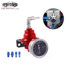 Aluminum Universal Adjustable Fuel Pressure Regulator + Gauge+ Fitting Kit