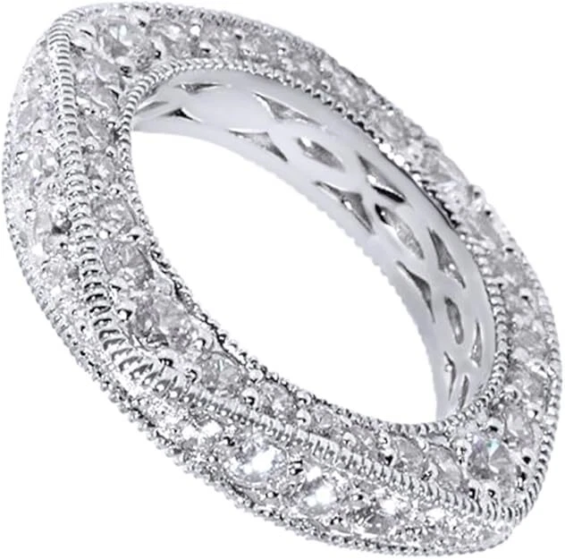 Eternity Band Engagement Ring Cubic Zirconia 14k Gold Plated 925 Sterling Silver - Image 3 of 4