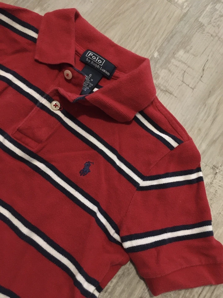 Polo Ralph Lauren Rojo Talla 6 Niños Cuello Azul Marino Poni Foto 2 de 4