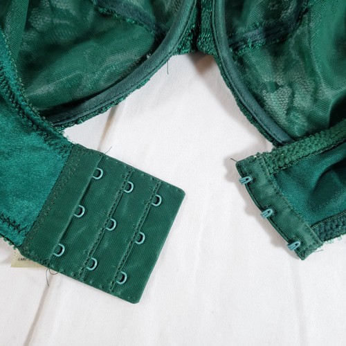 Victoria's Secret Satin Bra Set 44DD Extra Large Hi-Leg Brief Emerald Green Lace - Picture 5 of 9