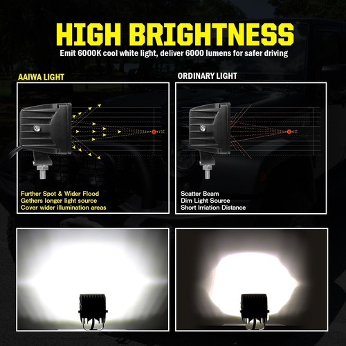 10x 3 Inch LED Cube Pods Work Lights Bar Spot Fog Lamps For Jeep Driving Offroad - Foto 10 di 14