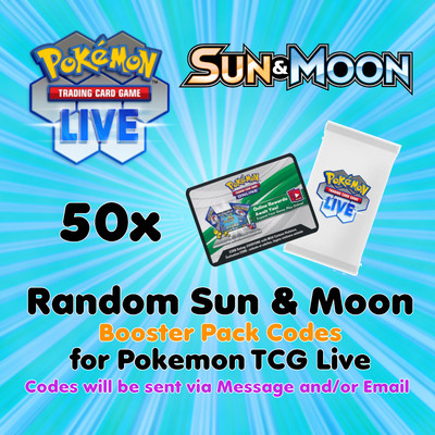 Pokemon TCG Live PTCGL PTCGO Online Codes: 50 Random Sun & Moon Booster Packs