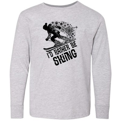 Inktastic Winter Skier Id Rather Be Skiing Youth Long Sleeve T-Shirt Ski Sports
