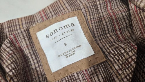Sonoma Multicolour Academia Plaid Long Sleeve Mid-Length Women's Blazer Jacket S - Picture 3 of 16