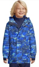 Lands End Kids Size 14-16 Squall Waterproof Insulated Parka Blue Camouflage