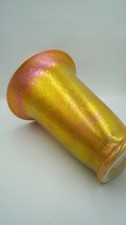 Lundberg Studios Iridescent Art Glass Vase 11" Signed 2011   Gold Pink