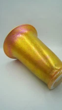 Lundberg Studios Iridescent Art Glass Vase 11" Signed 2011 – Gold Pink
