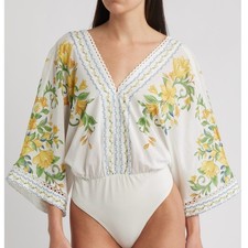 Farm Rio Sicily Dolman Sleeve Bodysuit Size XS oversized NWT 180