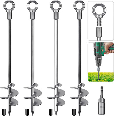 30'' Ground Anchors Screw in Heavy Duty 12Mm Solid Steel, 3'' Spiral Blade with S