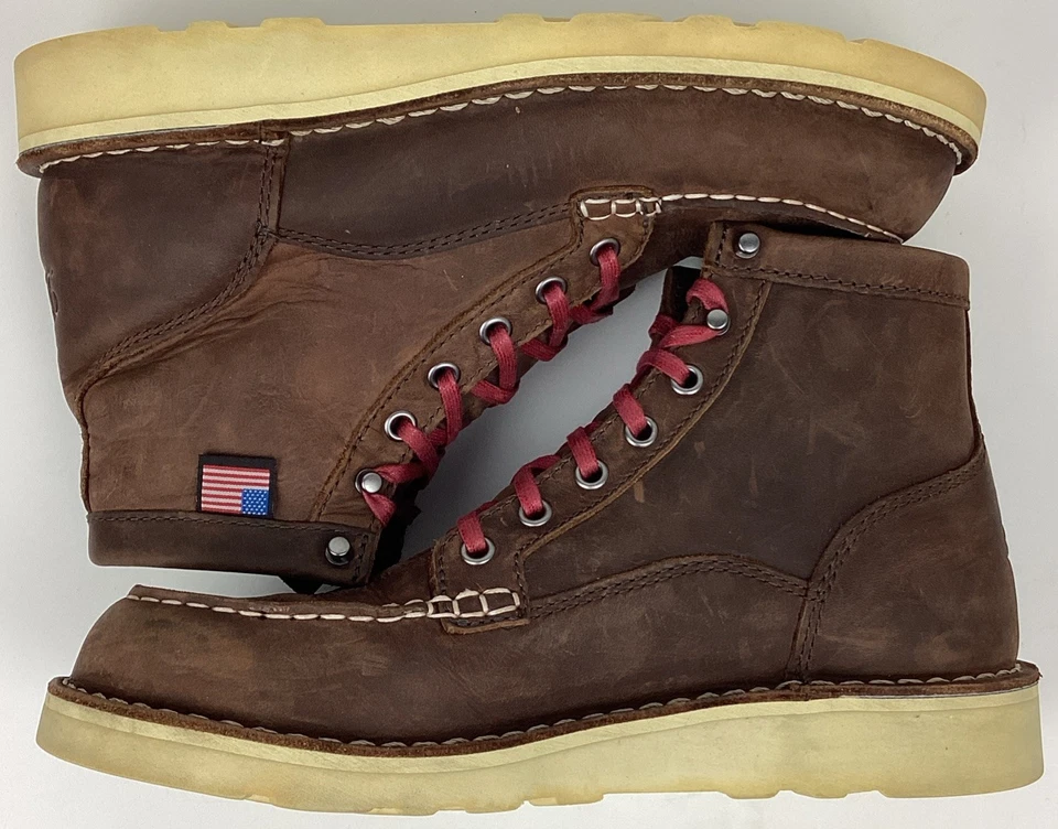 Botas de trabajo Danner para mujer de 6" de cuero Bull Run sin usar, en caja, punta suave marrón talla 8,5 M Foto 2 de 4