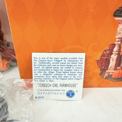 Dept 56 Halloween Screech Owl Farmhouse 808988 Snow Village Light Up New OBOX - Picture 17 of 18
