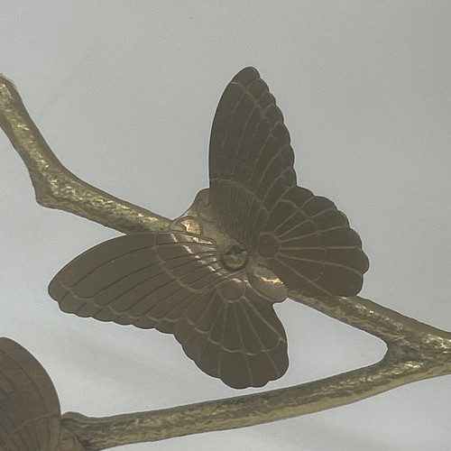 MCM Vintage Brass Butterflies On Branch Wall Hanging Decoration Set Of 2 - Picture 4 of 12