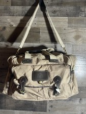 Eddie Bauer Bag Ford Canvas Leather Duffle Made In Usa Travel Weekender