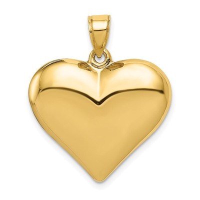 14k Gelbgold 3-D Puffed Heart Anhänger 1,59g, L-25mm, B-22mm für Mama