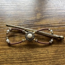 Medium Lilla Rose Flexi Hair Clip Leather Gold  Pearl M
