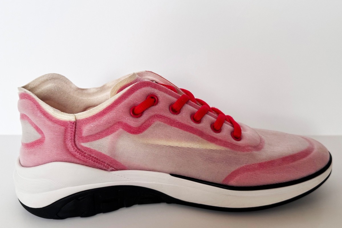 CHANEL RED WHITE CC LOGO LYCRA MESH SNEAKERS 41.5 | eBay