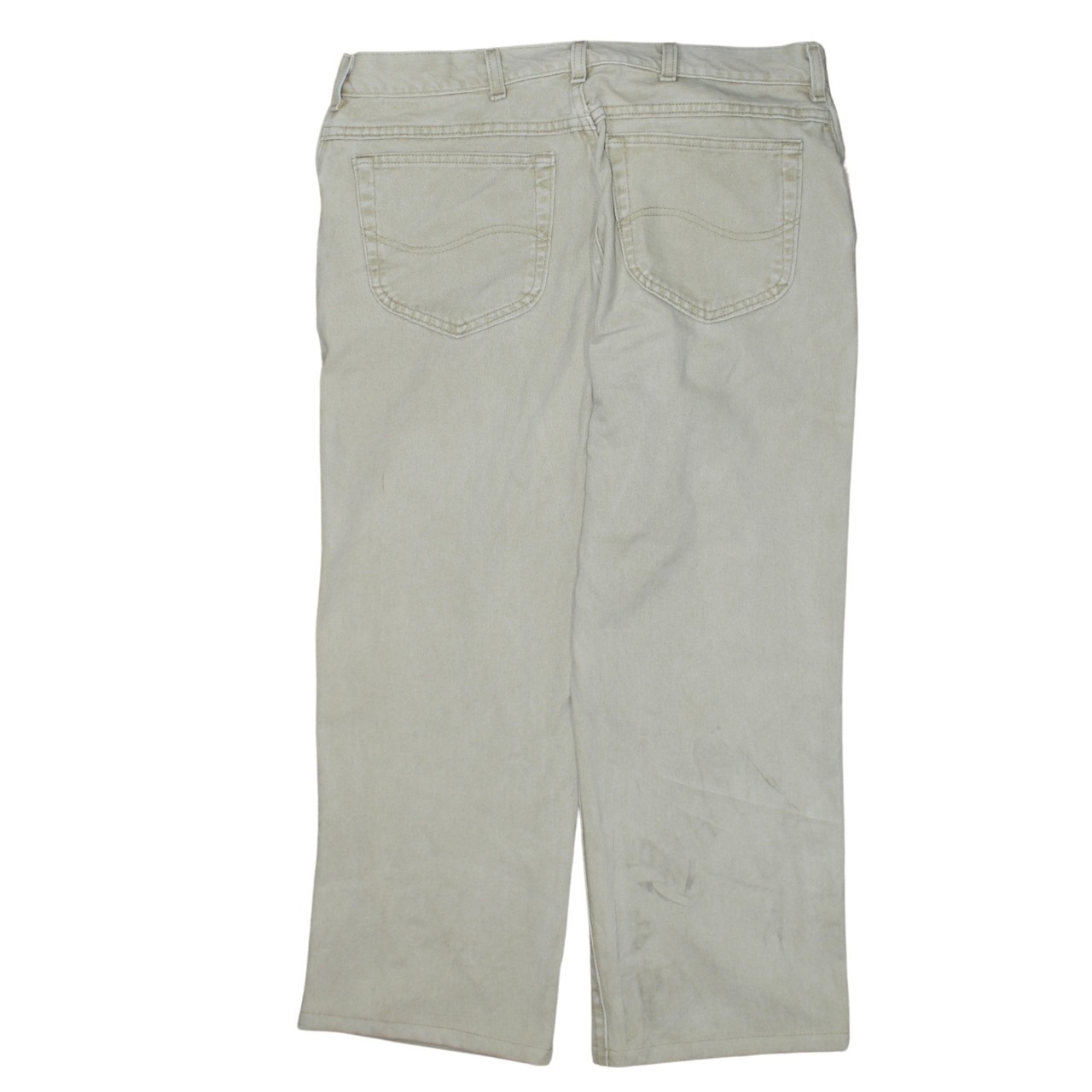 Lee Mens Jeans Beige Denim Mid Rise Straight Leg 5 Pocket Zip Fly Relaxed XL