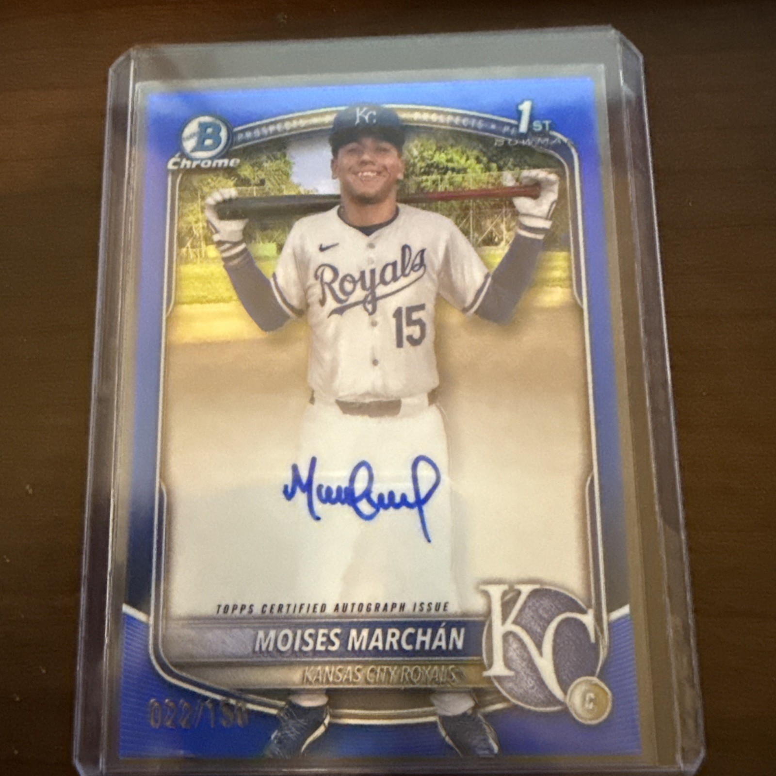 2025 Bowman Chrome Moises Marchan 1st Bowman Auto TRUE BLUE /150 Color Match! SP