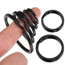 10/20PCS Black Flat Key Rings 20-50mm Metal Keychain Holder DIY Jewelry Ring