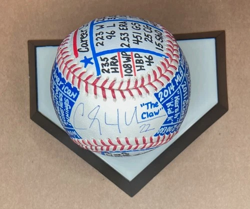 Clayton Kershaw Signed OML Baseball, VCBC SuperStats, Hand Painted, Steiner Cert