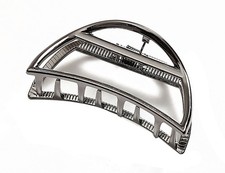 Vintage Metal Hair Claw Jaw Clips Clamp Semicircle, Black