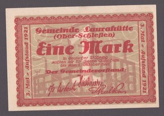 Laurahütte (Ober Schlesien) Gemeinde; 1 Mark vom 3.5.1921