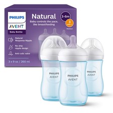 Philips AVENT Natural Baby Bottle 9oz 3pk with Natural Response Nipple Blue