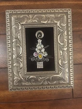 Vtg  JEWELRY Xmas TREE Framed Handmade Collage on Black Velvet
