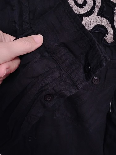 Men's Black Button Up Shirt large Y2K Long Sleeve Shirt skater grunge (14j80) - Picture 7 of 11