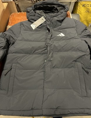 Brand New Men's Adidas Helionic Hooded Down Jacket -Black JN2099 XS, S