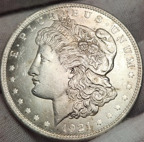 1921 P Morgan Silver Dollar, 90% Silver, Choice Almost Uncirculated, Morg-2164p