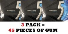 3x Wrigley's 5 Gum Peppermint Conbalt Sugar Free Gum, 15 Sticks Pack - 3 Pack