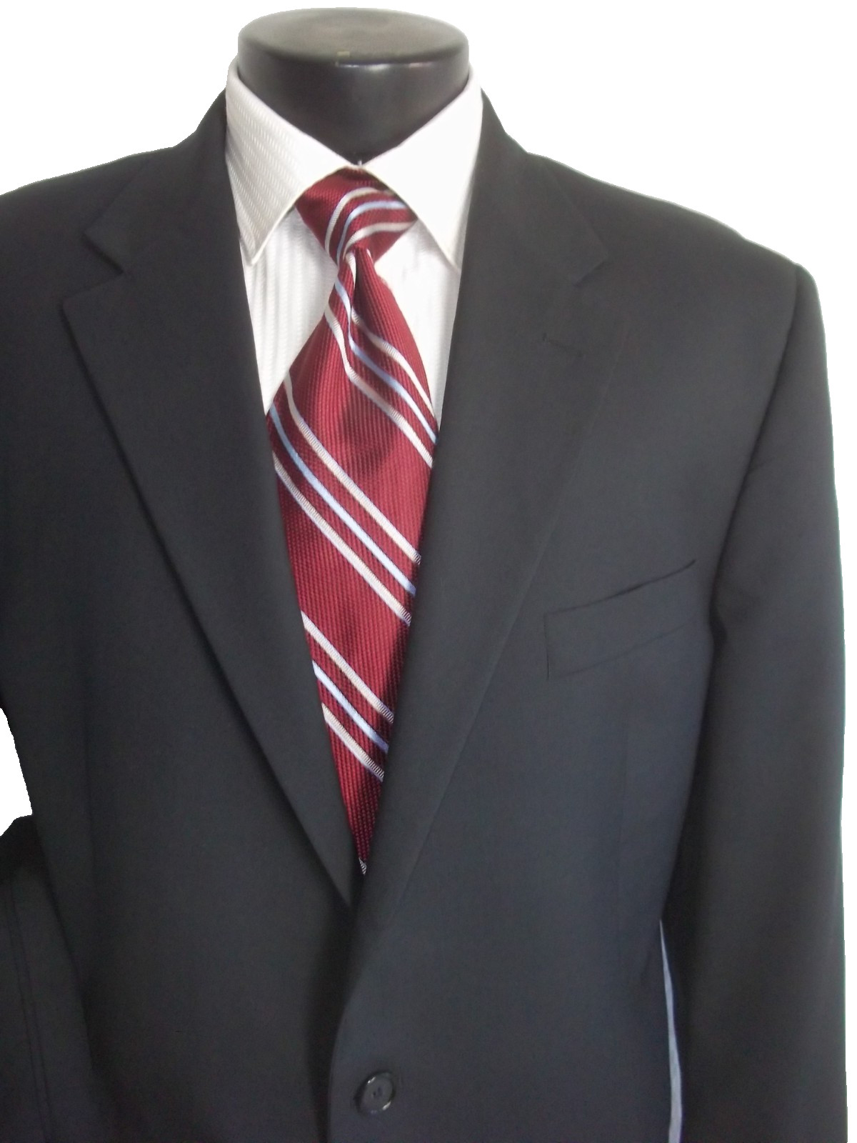 ( Hickey Freeman solid black 2button side vents w… - image 4