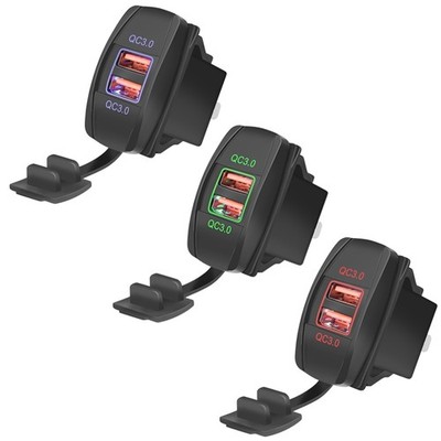 Dual USB Car Phone Charger QC3.0 Plug for Motorcycle Fast Power Charging Plug