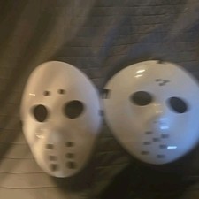 Two Jason Voorhees Friday the 13th Scary Halloween Hockey Masks White. D