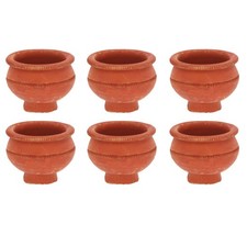 6PC Clay Matka Matki Pot Cup Ice Cream Indian Kulfi Yoghurt Serving Bowl Unglazd