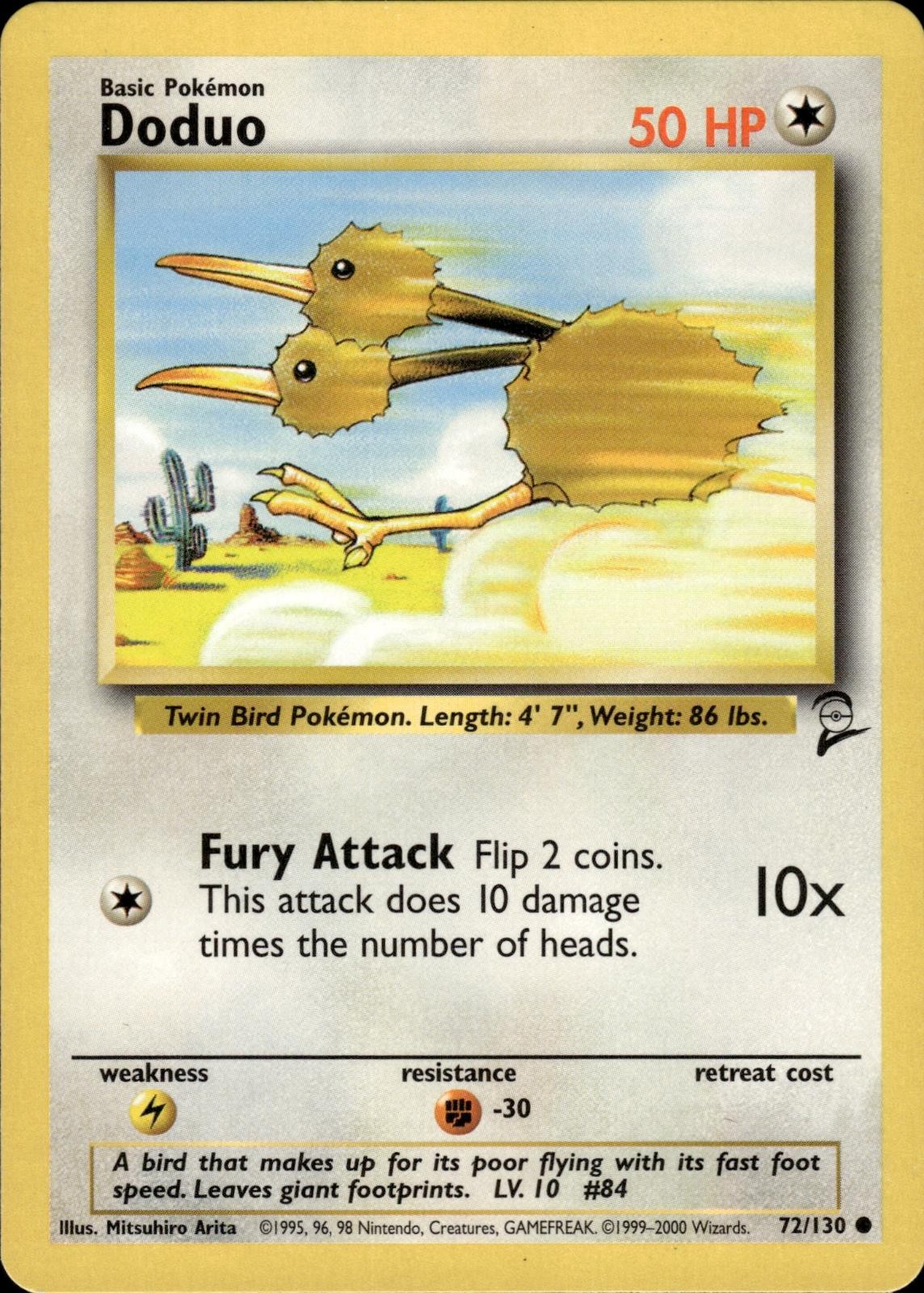 Pokemon Base Set 2 Common Doduo 72/130 - Near Mint (NM)
