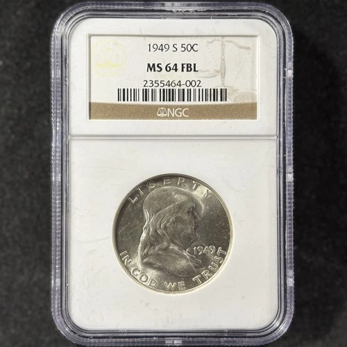1949-S 50c Franklin Half Dollar San Francisco Key Full Bell Lines NGC MS 64 FBL