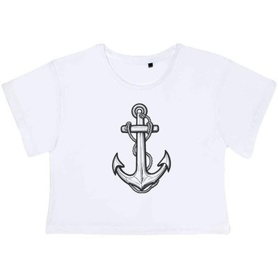 'Rope & Anchor' Women's Cotton Crop Tops (CO047815)