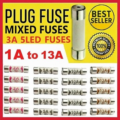 BRANDNEU Keramik BESTE Stecksicherungen Sortiment Mix (1A bis 13A) BS1362 Top Qualität 