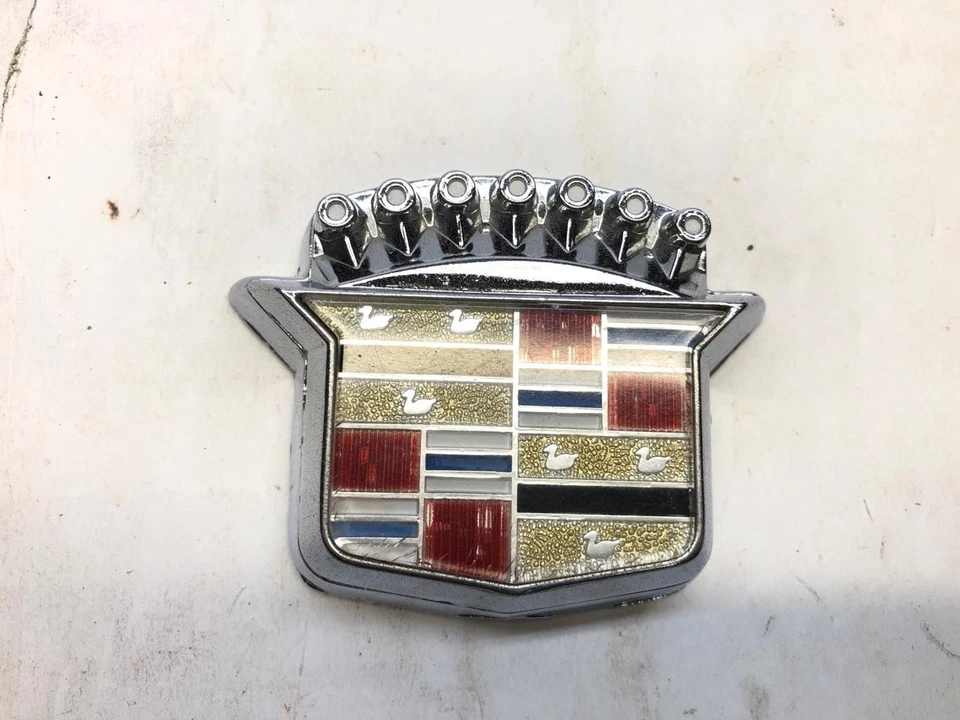 1980 - 93 Cadillac Eldorado Chrome Trunk Lock Cover Slider W/Wreath 20336943 - Image 3 of 4