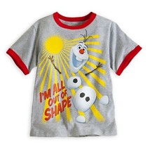 Disney Store FROZEN Olaf Snowman Boys Ringer T Shirt Tee Size Small 5/6 NEW