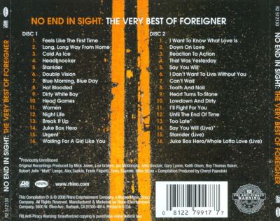 FOREIGNER - NO END IN SIGHT: THE VERY BEST OF FOREIGNER NEW CD