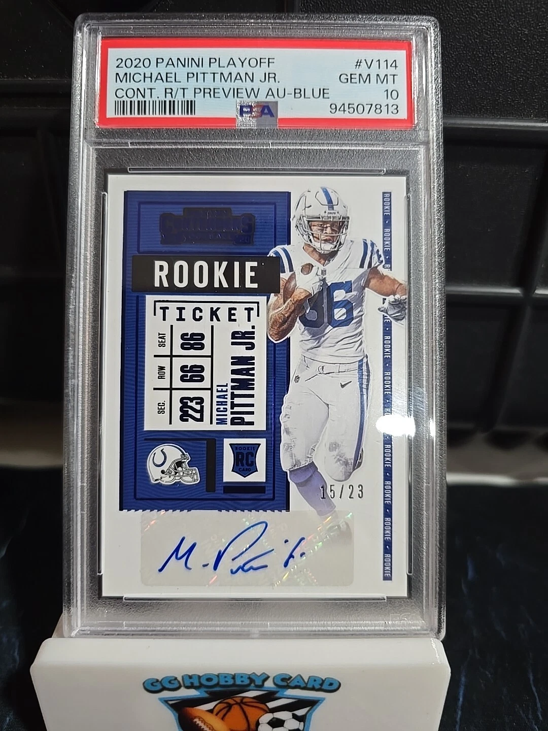Michael Pittman Jr. Panini Playoff Contenders Rookie Ticket Preview Autographs #V114 Blue