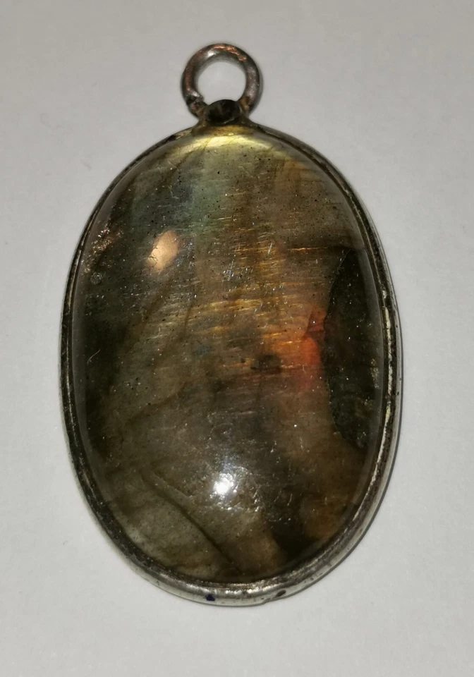 Ciondolo Labradorite - Montatura Argento 925 - Vintage / Anni 60 - Immagine 4 di 4
